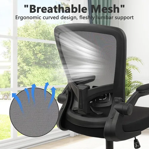 Miniatura 4 de KLASIKA Sillas de escritorio de oficina con ruedas, silla ergonómica de malla con soporte lumbar de altura ajustable, silla giratoria