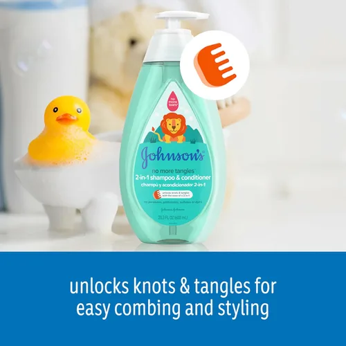 Miniatura 2 de Johnson's Kids Sin Más Enredos Champú y Acondicionador Desenredante 2 en 1 para Niños y Pequeños, Suave y Sin Más Lágrimas, Hipoalergénico y Libre