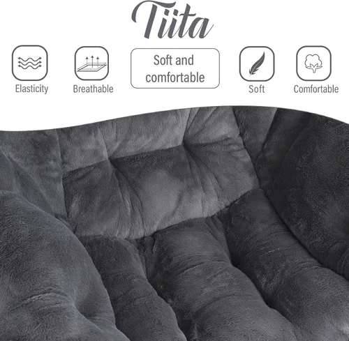 Miniatura 3 de Tiita Silla Perezosa con Otomana, Silla Moderna y Grande de Acento para Salón, Sillón de Sofá de Ocio con Otomana, Silla de Lectura con Reposapiés