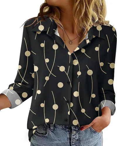 Miniatura 26 de Zeagoo Blusa para mujer, de manga larga, con botones, casual, ligera, lisa/estampada