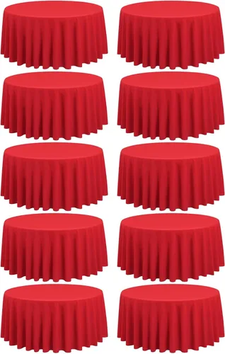 Miniatura 133 de Paquete de 10 manteles de poliéster de 60 x 102 pulgadas, manteles de poliéster beige para mesas rectangulares de 6 pies, resistentes a las manchas