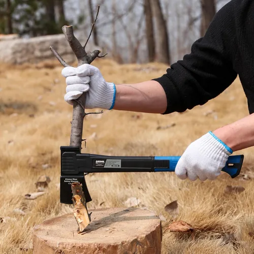 Miniatura 6 de Hacha de corte, hacha de camping al aire libre de 14 pulgadas para división de madera y leña, herramienta de mano tratada térmicamente de acero al