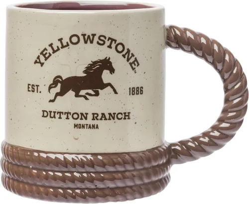 Silver Buffalo Yellowstone Dutton Ranch Montana Rope - Taza de cerámica esculpida en 3D, 20 onzas Rancho Dutton de Yellowstone