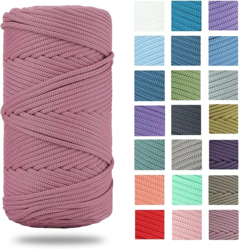 Miniatura 16 de Cordón de poliéster trenzado de 0.157 pulgadas, 160 yardas, hilo elástico para ganchillo, cuerda de poliéster para manualidades, bolsa de Beige