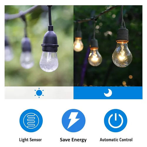 Miniatura 5 de TiFFCOFiO Enchufe Temporizador para Exteriores, Temporizador con Sensor de Luz del Atardecer al Amanecer Resistente a la Intemperie, 2 Enchufes