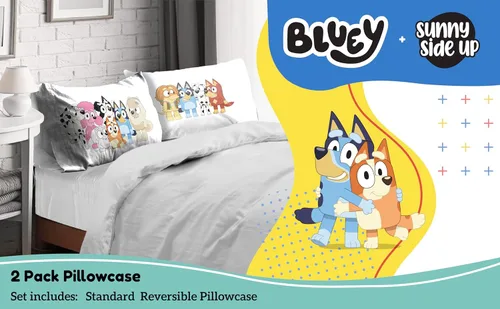 Miniatura 2 de Sunny Side Up Bluey & Bingo - Juego de 2 fundas de almohada reversibles, fundas de almohada de doble cara, ropa de cama súper suave para niños