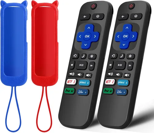 Mando a distancia de repuesto para Roku TV con funda de silicona suave (brilla en la oscuridad), control remoto universal para TCL Roku/Hisense