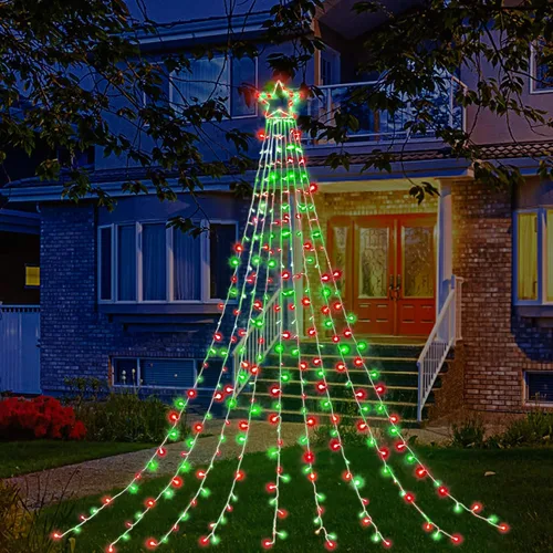 Miniatura 6 de Decoración al aire libre para Navidad (nueva), 320 luces LED colgantes centelleantes en forma de hadas para decoración de árbol al aire libre