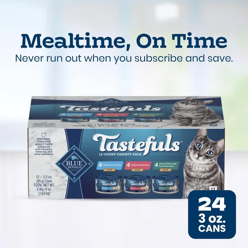 Miniatura 10 de Blue Buffalo Tastefuls - Paquete variado de comida húmeda natural para gatos, pollo, pavo y pollo, pescado y atún de océano, latas de 5.5 onzas