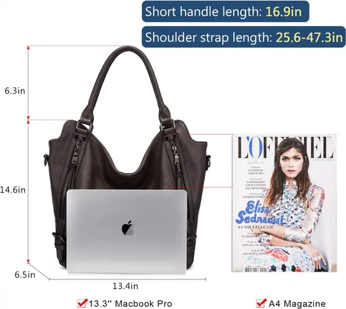 Miniatura 35 de Bolso Hobo oculto para mujer, de piel sintética, bolso cruzado de hombro, bolsa grande con funda desmontable