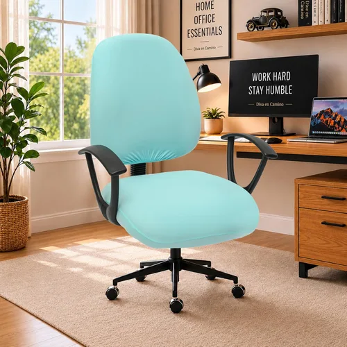 DIVA EN CAMINO DEC Fundas elásticas para asiento de silla de oficina, funda elástica universal para silla de computadora, fundas de respaldo Azul
