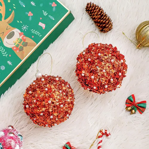Miniatura 2 de Adornos de bola de Navidad de 4.25 pulgadas, juego de 4 piezas inastillables, decoración de árbol de Navidad para árboles de Navidad, bodas, Naranja