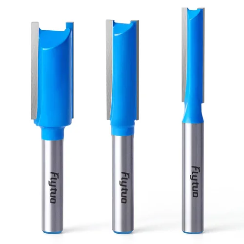 Broca recta de corte dado con vástago de 1/4, 3 piezas de madera contrachapada de doble flauta Juego de brocas para crear ranura, Dado con diámetro