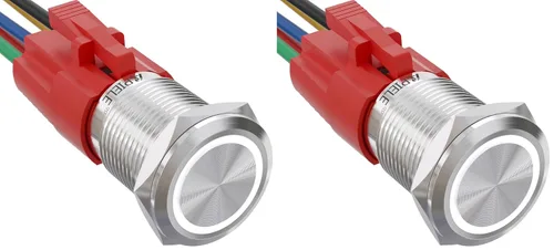 Miniatura 13 de APIELE - Interruptor de botón de encendido de pestillo de 16mm, 12 V CC, carcasa negra con cabeza de ojo de ángel LED para orificio de montaje