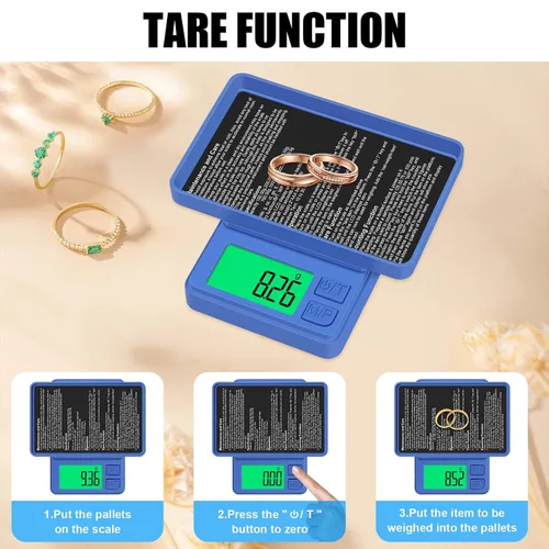 Miniatura 5 de Báscula de bolsillo de 1000 g/0.1 g, báscula digital de cocina de alta precisión Diyife, pantalla LCD, 7 unidades con función de tara, adecuada
