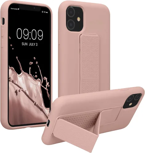 Miniatura 8 de kwmobile Funda compatible con Apple iPhone 11 - Funda con correa de mano y revestimiento de silicona TPU suave - Arándano Azul (Arándano)