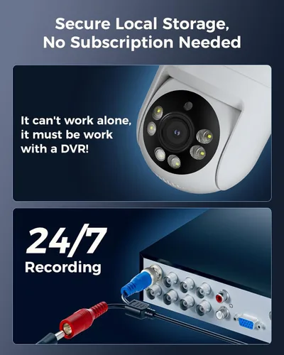 Miniatura 7 de Hiseeu PTZ - Cámaras de seguridad domo HD-TVI de 5 MP con panorámica de 355°, inclinación de 90°, visión nocturna IR de 100 pies, cámara