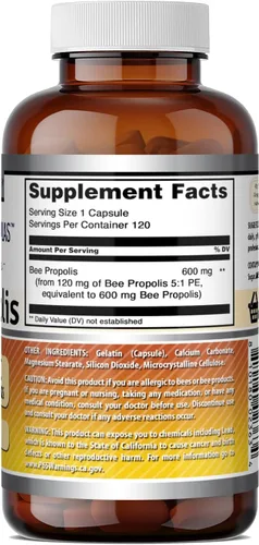 Miniatura 5 de Amazing Formulas Suplemento de propóleo de abeja 600 mg por porción 120 cápsulas Sin OMG Sin gluten Fabricado en Estados Unidos
