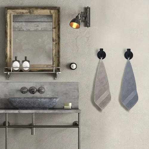 Miniatura 2 de HouseAid Soporte para toallas de hierro industrial, gancho rústico para bata de baño, estilo vintage, montaje en pared, negro mate (paquete de 4)