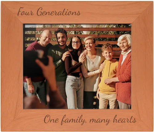 Miniatura 9 de Gifts For All By Rachel Olevia Five Generations One Family Many Hearts - Marco de fotos de madera natural grabado de 4 x 6 pulgadas, diseño