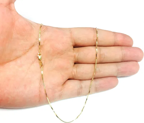 Miniatura 6 de 14k Yellow Solid Gold Mirror Box Chain Necklace