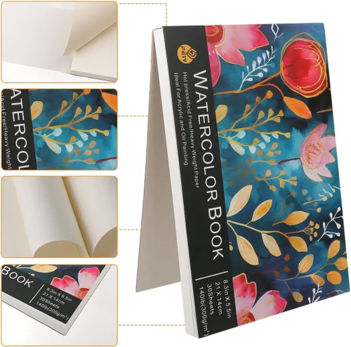 Miniatura 4 de 30 hojas de papel de acuarela de 5.5 x 8.2 pulgadas, cuaderno de bocetos de acuarela desgarrable para pintura artística