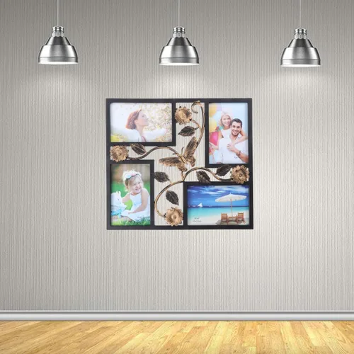 Miniatura 8 de ULTNICE Marco de fotos decorativo para colgar en la pared de 4 aperturas con diseño de collage de flores 3D, material de resina fácil de instalar