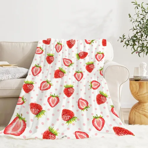 Miniatura 12 de Darani Manta de franela ligera de fruta de plátano, súper suave y acogedora, cálida y ligera, manta de franela suave de 60 x 50 pulgadas