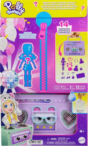 Miniatura 7 de Polly Pocket Muñeca y Juego de Muñecas, Revelación de Moda de Baile en Discoteca Desempaquetado Juguetes de Viaje con Muñeca Amigo de Capucha de 7.6