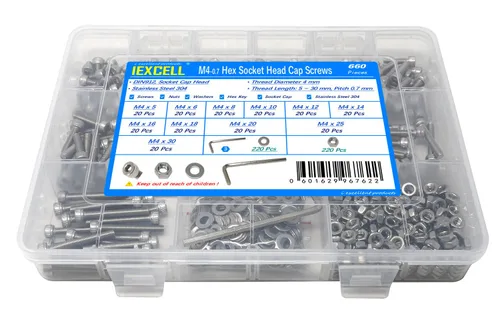 Miniatura 100 de iexcell 25 piezas M4 x 60/65/70/75/3.150 in paso de rosca 0.028 in acero inoxidable 304 cabeza hexagonal Tornillos Tornillos surtido Kit