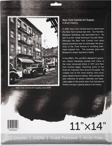 Miniatura 3 de New York Central Papel de acuarela – 11 x 14 – 10 hojas – 140 libras de prensa en frío – 100% algodón, sin ácidos, calidad de archivo, bloc de papel