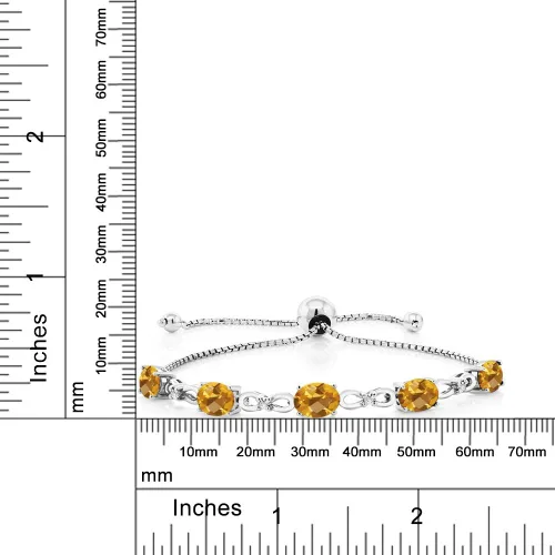 Miniatura 84 de Gem Stone King Pulsera de tenis de diamantes cultivados en laboratorio con piedra natal de 3-6 quilates para mujer, plata de ley 925, ovalada