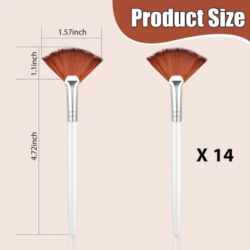Miniatura 2 de Patelai 14 cepillos aplicadores de abanico, cepillos de máscara para herramientas de maquillaje facial para cosméticos faciales (marrón)