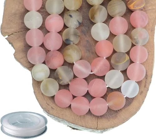 Miniatura 9 de Piedras preciosas redondas de jade blanco mate natural de 0.236 pulgadas esmeriladas, 120 cuentas sueltas a granel para hacer joyas y pulseras