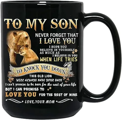 Miniatura 8 de Shqiueos Regalos inspiradores para el día del padre para hijo de mamá a mi hijo, taza de león, regalo de cumpleaños para hijo de parte de mamá, te