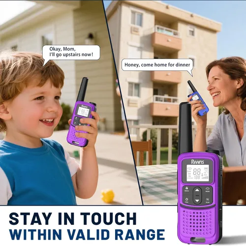 Miniatura 6 de Radios Walkie Talkies de largo alcance: Walkie Talkies recargables Rivins F22 para adultos, NOAA, batería de 1400 mAh, cable USB-C, linterna, VOX