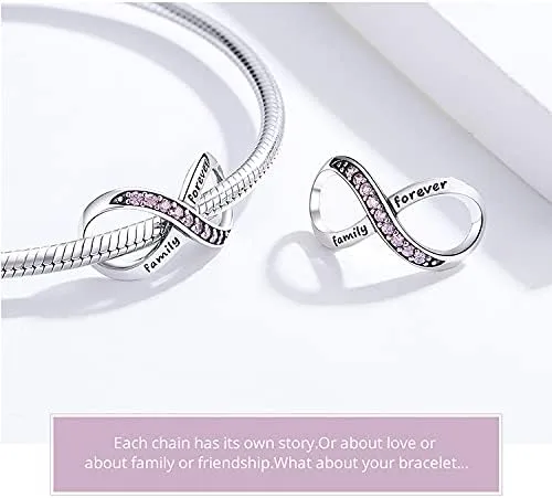 Miniatura 5 de Abalorio infinito de plata de ley 925 con colgante para pulseras Pandora, para mujer