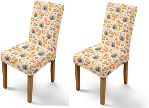 Miniatura 40 de Rnyleeg Thanksgiving Chair Covers for Living Room No Arms Turkey Pumpkin Stretch Dining Chair Covers Set of 6 Soft Washable Kitchen Chair Protector