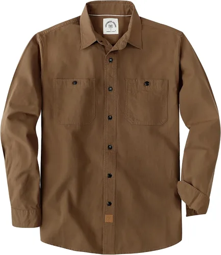 Miniatura 8 de Dubinik® Chambray - Camisa de trabajo de algodón de manga larga para hombre, con 2 bolsillos, casual, con botones