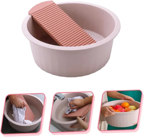 Miniatura 5 de Toddmomy 1 juego de lavabo de ropa para muñecas de bebé, ropa infantil, tabla de lavar a mano para niños, papelera para lavandería, lavabo de cara