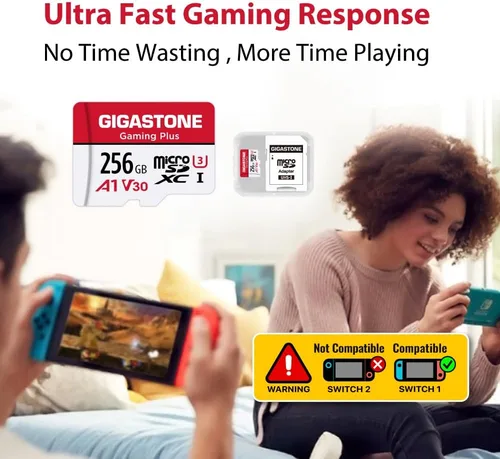 Miniatura 6 de 【Solo para Switch 1】Tarjeta micro SD GIGASTONE de 256 GB, Gaming Plus, tarjeta de memoria MicroSDXC para Nintendo-Switch 1, Steam Deck, grabación