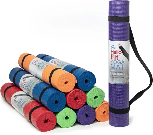 Paquete de 10 tapetes de yoga con correa de transporte, tapete de ejercicio antideslizante de 68 x 24 pulgadas, tapete de gimnasio de 0.157 pulgadas