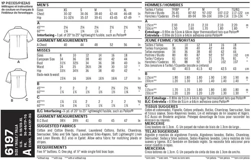 Miniatura 2 de Simplicity U06197A New Look Easy to Sew - Kit de patrones de costura para camisa con botones para hombres y mujeres, código 6197, tallas XS-XL