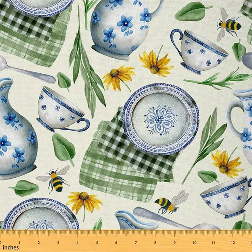 Miniatura 9 de Rustic Flowers Indoor Outdoor Fabric,Retro Floral Soft Flannel Polyester No Stretch Farmhouse Style Crafts & Sewing Supplies DIY Fabrics,1 Yard