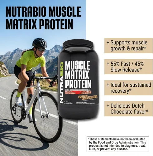Miniatura 4 de NutraBio Muscle Matrix Proteína en polvo – 0.88 oz de proteína por cucharada – Combo aislado de suero y caseína micelar para liberación rápida