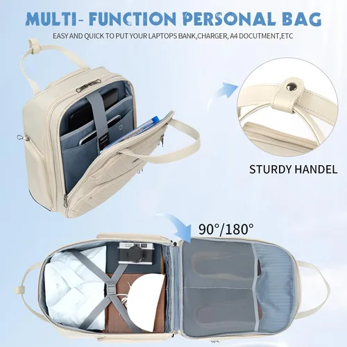 Miniatura 5 de KROSER Maleta de mano para debajo del asiento, multifuncional, 16 pulgadas, ligera, para mujer, Beige