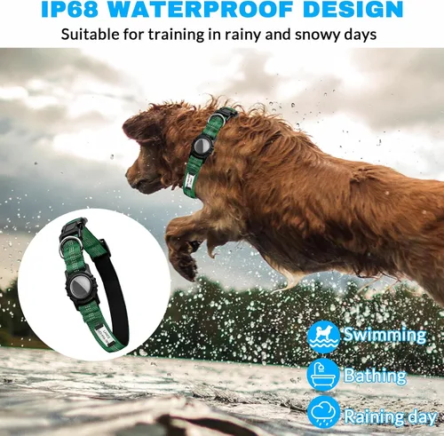 Miniatura 3 de Collar de perro personalizado Airtag con soporte para Airtag, collar de perro Airtag personalizado con nombre y número de teléfono grabados, tela