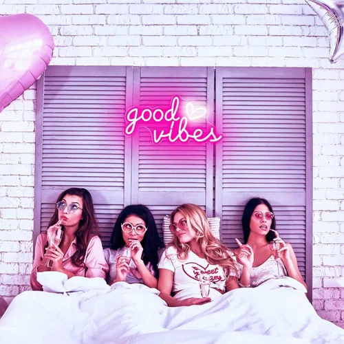 Miniatura 6 de HOHOSIGN Letrero de Neón Good Vibes para Decoración de Pared Letrero de Luces de Neón, 16"x8" Corazón y Good Vibes Letreros LED para Pared