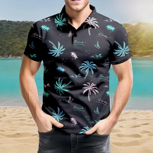 Miniatura 91 de Camisa de golf de los años 80 para hombre, ajuste seco, manga corta, estampada, divertidas, camisas de golf de los años 90 para hombre