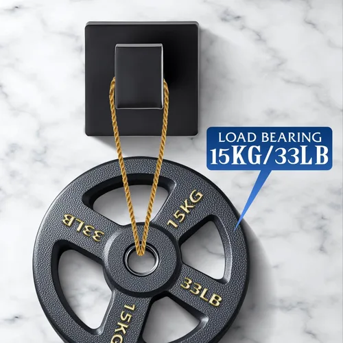 Miniatura 3 de Ganchos de toalla negros mate para baños, gancho moderno de acero inoxidable resistente montado en la pared, paquete de 4, ideal para colgar Negro